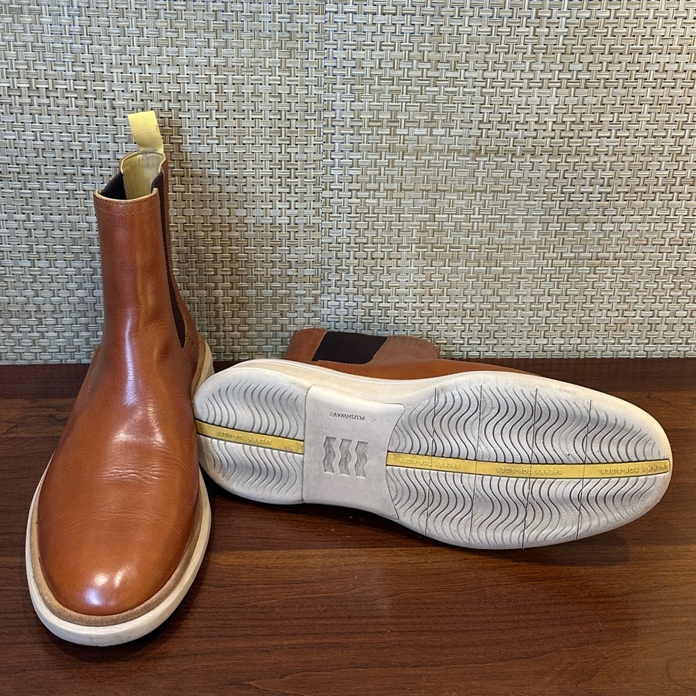🌟3xHP🌟Sperry Gold Cup Commodore Plushwave  Cognac Tan Leather Chelsea Boot 11 - Picture 4 of 16